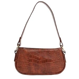 Brown Croc Print Baguette Shoulder Bag – ASOS NWOT Chic Mini Handbag